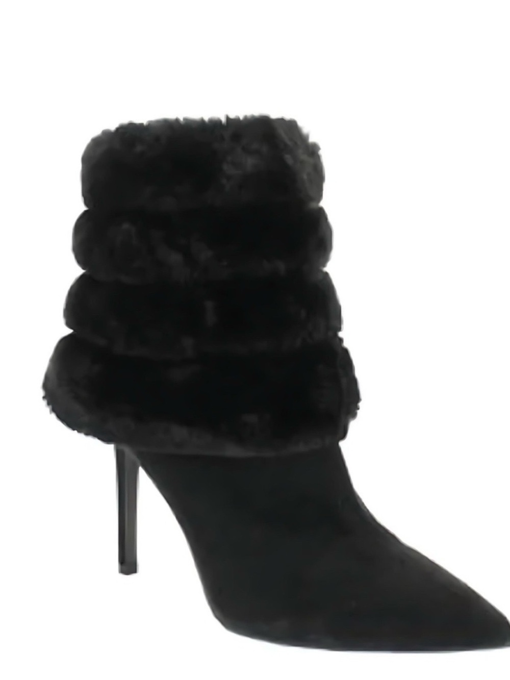 Thalia Sodi  Faux-Fur Trim Pointed Toe Stiletto Ankle Booties